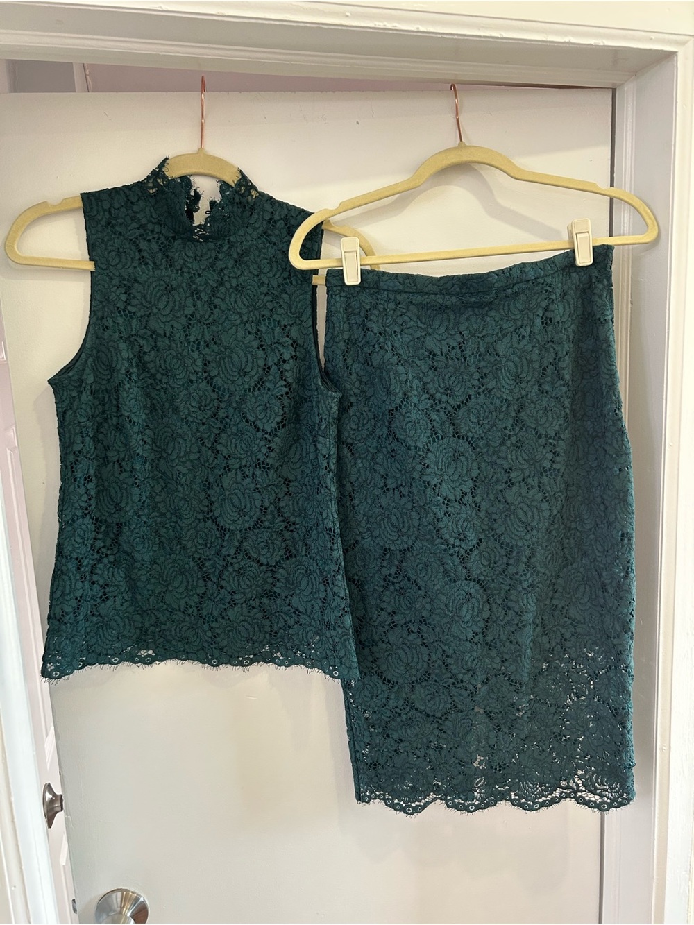 BUNDLE DEAL- 2 piece green lace skirt/top set in medium